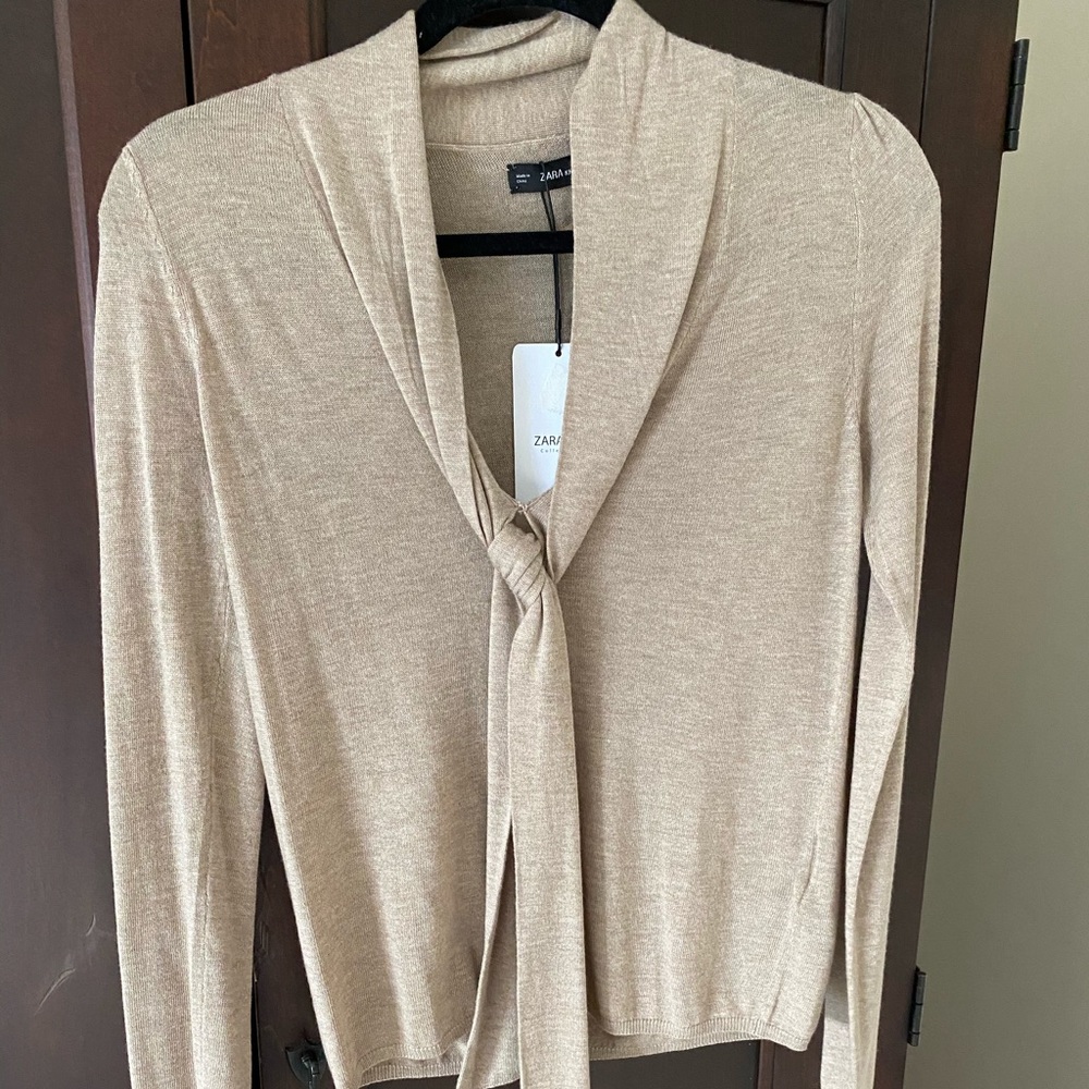 - NWT Zara cotton shawl collar swea…